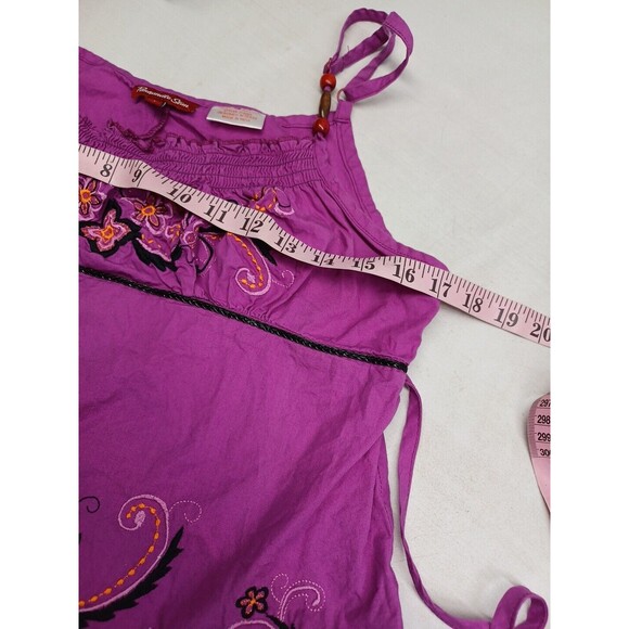 Panhandle Slim Top Girl Floral Embroidered Purple Spaghetti Straps Tank Top L - Picture 6 of 10